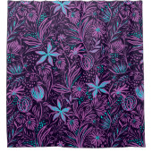 パープルアンドブルーアイランドフローラ シャワーカーテン (正面)