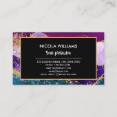 パープルアンドブルーグリッターピーコックアゲート 名刺 (裏面)