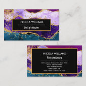 パープルアンドブルーグリッターピーコックアゲート 名刺 (正面/裏面)