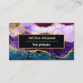 パープルアンドブルーグリッターピーコックアゲート 名刺 (正面)