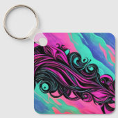 パープルアンドブルースワールアートプレート キーホルダー (正面)