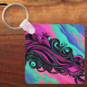 パープルアンドブルースワールアートプレート キーホルダー (正面)