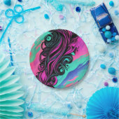 パープルアンドブルースワールアートプレート ペーパープレート (パーティー)