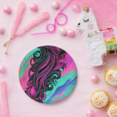 パープルアンドブルースワールアートプレート ペーパープレート (パーティー)