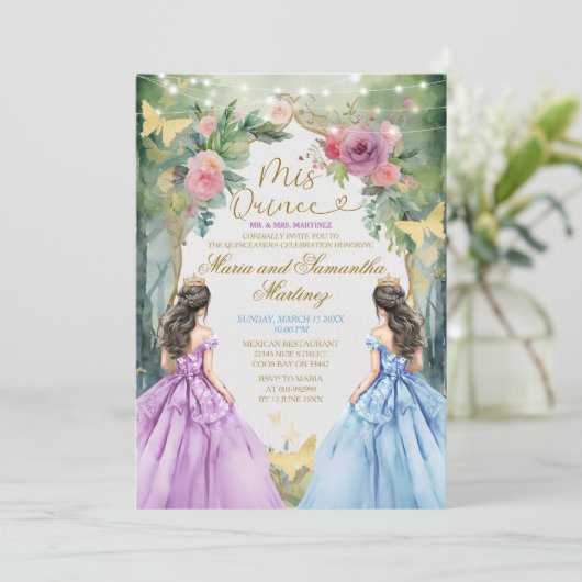 パープルアンドブルーツイン王室のプリンセスキンセアニラ 招待状 (スタンド正面)