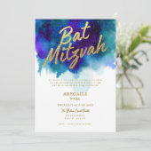 パープルアンドブルーバルミツワー招待状 招待状 (スタンド正面)