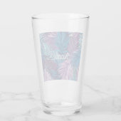 パープルアンドブルーパームリーフトロピカルプリント タンブラーグラス (裏面)