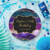 パープルアンドブルーピーコックアゲート誕生日 ペーパープレート (パーティー)