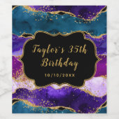 パープルアンドブルーピーコックアゲート誕生日 ワインラベル (シングルラベル)