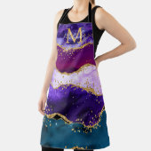 パープルアンドブルーピーコックフェイクグリッターアゲート エプロン (インサイチュ)