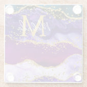 パープルアンドブルーピーコックフェイクグリッターアゲート ガラスコースター (裏面)