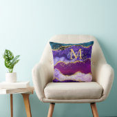 パープルアンドブルーピーコックフェイクグリッターアゲート クッション (椅子)