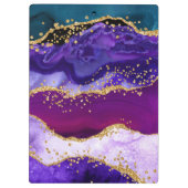 パープルアンドブルーピーコックフェイクグリッターアゲート クリップボード (裏面)