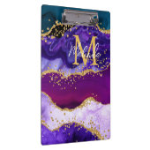 パープルアンドブルーピーコックフェイクグリッターアゲート クリップボード (右)