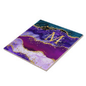 パープルアンドブルーピーコックフェイクグリッターアゲート タイル (側面)