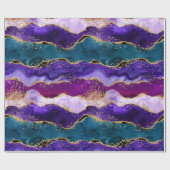 パープルアンドブルーピーコックフェイクグリッターアゲート ラッピングペーパー (フラット)