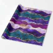 パープルアンドブルーピーコックフェイクグリッターアゲート ラッピングペーパー (アンロールド)