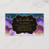パープルアンドブルーピーコックフェイクグリッターアゲート 名刺 (裏面)