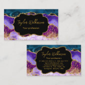 パープルアンドブルーピーコックフェイクグリッターアゲート 名刺 (正面/裏面)