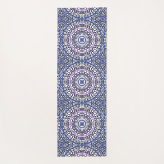 パープルアンドブルーマンダラ万華鏡のように千変万化するパターンメダリオン ヨガマット (裏面)