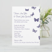 パープルアンドホワイトバタフライ結婚式招待状 招待状 (スタンド正面)