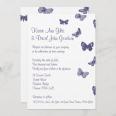 パープルアンドホワイトバタフライ結婚式招待状 招待状 (正面/裏面)