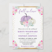 パープルアンドホワイトフローラカボチャ秋の結婚式 招待状 (正面)