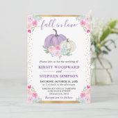 パープルアンドホワイトフローラカボチャ秋の結婚式 招待状 (スタンド正面)