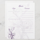 パープルアンドホワイトフローラゲストブック紙 (正面/裏面)