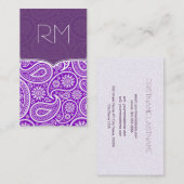 パープルアンドホワイトレトロペイズリーハムパターンデザイン 名刺 (正面/裏面)