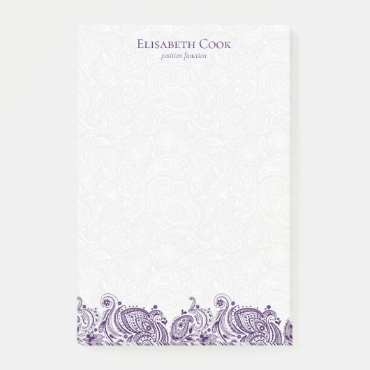 パープルアンドホワイトヴィンテージペイズリーレース ポストイット (正面)