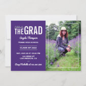 パープルアンドホワイト卒業パーティー招待状 招待状 (正面)