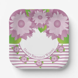 パープルアンドマウヴフローラスクエア ペーパープレート