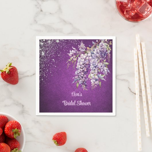 パープルアンドラベンダーフステリアブライダルシャワー スタンダードカクテルナプキン (インサイチュ)