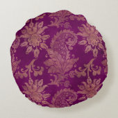 パープルアンド金ゴールドダマスク ラウンドクッション (裏面)