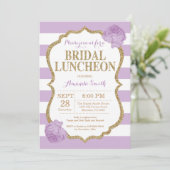 パープルアンド金ゴールドブライダルルンチョン招待状グリッター 招待状 (スタンド正面)