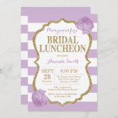 パープルアンド金ゴールドブライダルルンチョン招待状グリッター 招待状 (正面/裏面)