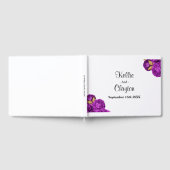 パープルアンド金ゴールド結婚フローラズゲストブック ゲストブック (全面)