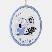 パープルアーチェリーイラストレーション弓矢の射手名 セラミックオーナメント (右)