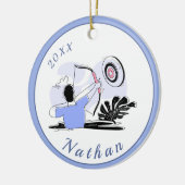 パープルアーチェリーイラストレーション弓矢の射手名 セラミックオーナメント (左)