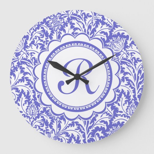 パープルアーツ&クラフツウィリアムモリスフローラ ラージ壁時計 (正面)