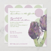 パープルアーティチョークスドットルンチョン招待状 招待状 (正面/裏面)