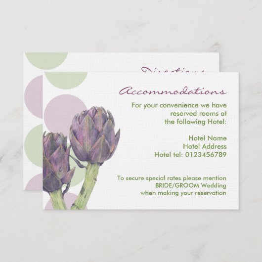 パープルアーティチョーク結婚スのエンクロージャカード 招待状 (正面/裏面)