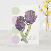 パープルアーティチョーク誕生日カード カード (黄色い花)