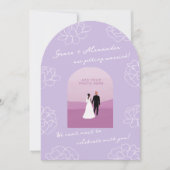 パープルアーモダンチボタニカル結婚式招待状 招待状 (正面)