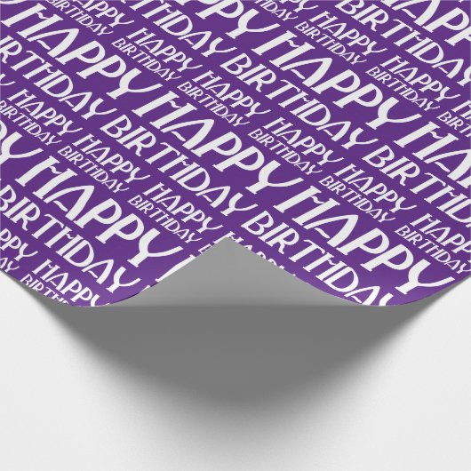 パープルアールデコハッピーバースデー ラッピングペーパー (角)