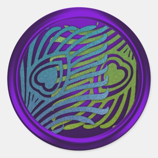 パープルアールデコピーコック封筒用シールセット1104 ラウンドシール (正面)