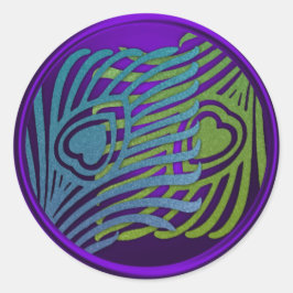 パープルアールデコピーコック封筒用シールセット1104 ラウンドシール