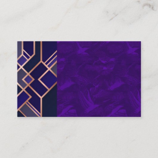パープルアールデコ中国シルク名刺 名刺 (正面)