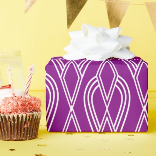 パープルアールデコ花壇 ラッピングペーパー (誕生日パーティー)